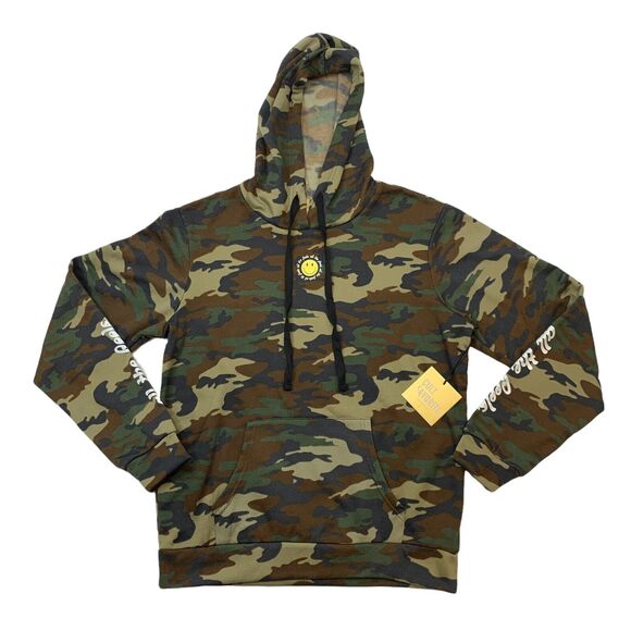 Cult Favorite Other - Cult Favorite Hoodie Mens M Medium Camo Happy Face "All the Feels" Lightweight